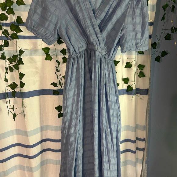 CHICK WISH CHECK PATTERN BELTED WRAP DRESS IN BLUE - Picture 2 of 5